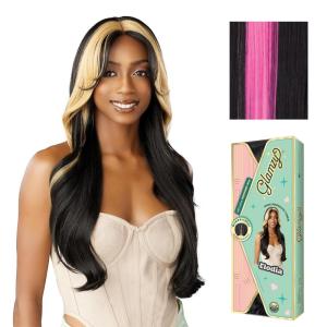 Sensationnel Glamzy Lace Part Wig – Elodia Glueless Hand Tied Wider V Parting Synthetic Hair (1 JETBLACK)(HB1/PINK)