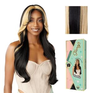 Sensationnel Glamzy Lace Part Wig – Elodia Glueless Hand Tied Wider V Parting Synthetic Hair (1 JETBLACK)(HB27/1)