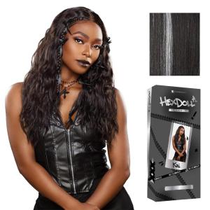 Sensationnel HexDoll 13X4 Lace Wig – Kai Lacefrontal Glueless Synthetic with Natural Density Preplucked Hairline (1 JETBLACK)(BALAYAGEPLATINUM)