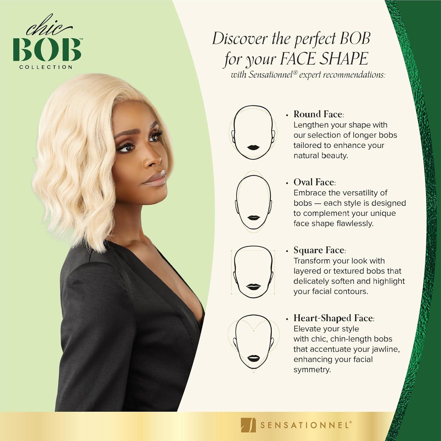 imageSensationnel Chicbob Lace Frontwig Bob Unit 12 Face Framing Glueless Wig Wide 5 Inch Deep Part Synthetic Preplucked Hairline 1 JETBLACKSMOKYRICHBROWN