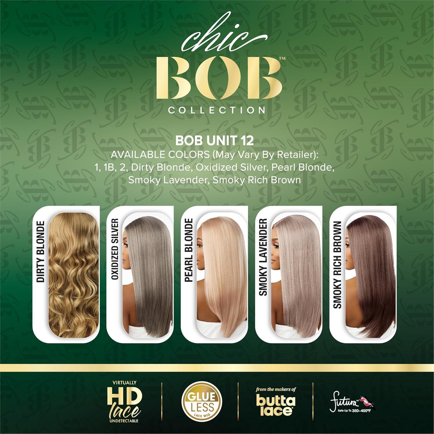 imageSensationnel Chicbob Lace Frontwig Bob Unit 12 Face Framing Glueless Wig Wide 5 Inch Deep Part Synthetic Preplucked Hairline 1 JETBLACKSMOKYRICHBROWN
