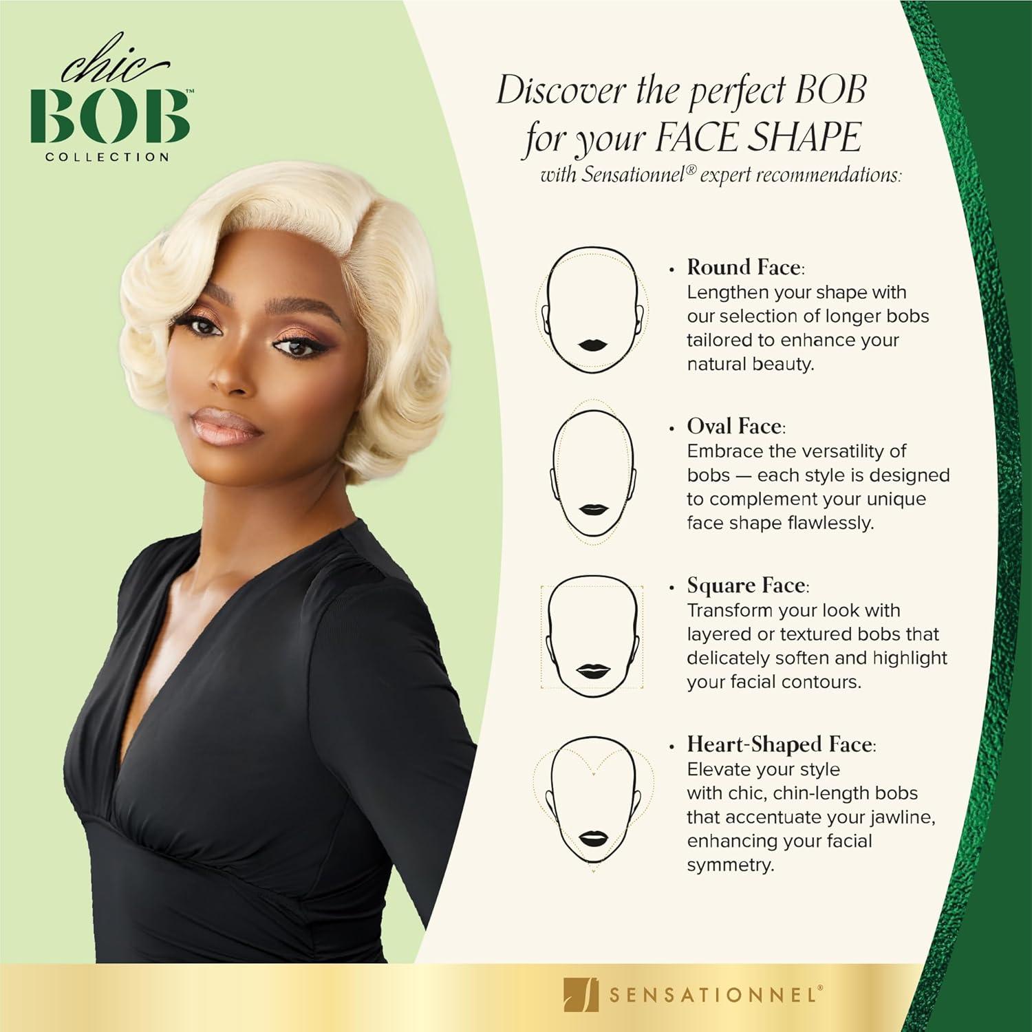 imageSensationnel Chicbob Lace Frontwig Bob Unit 13 Face Framing Glueless Wig Wide 5 Inch Deep Part Synthetic Preplucked Hairline 1 JETBLACK1 JETBLACK