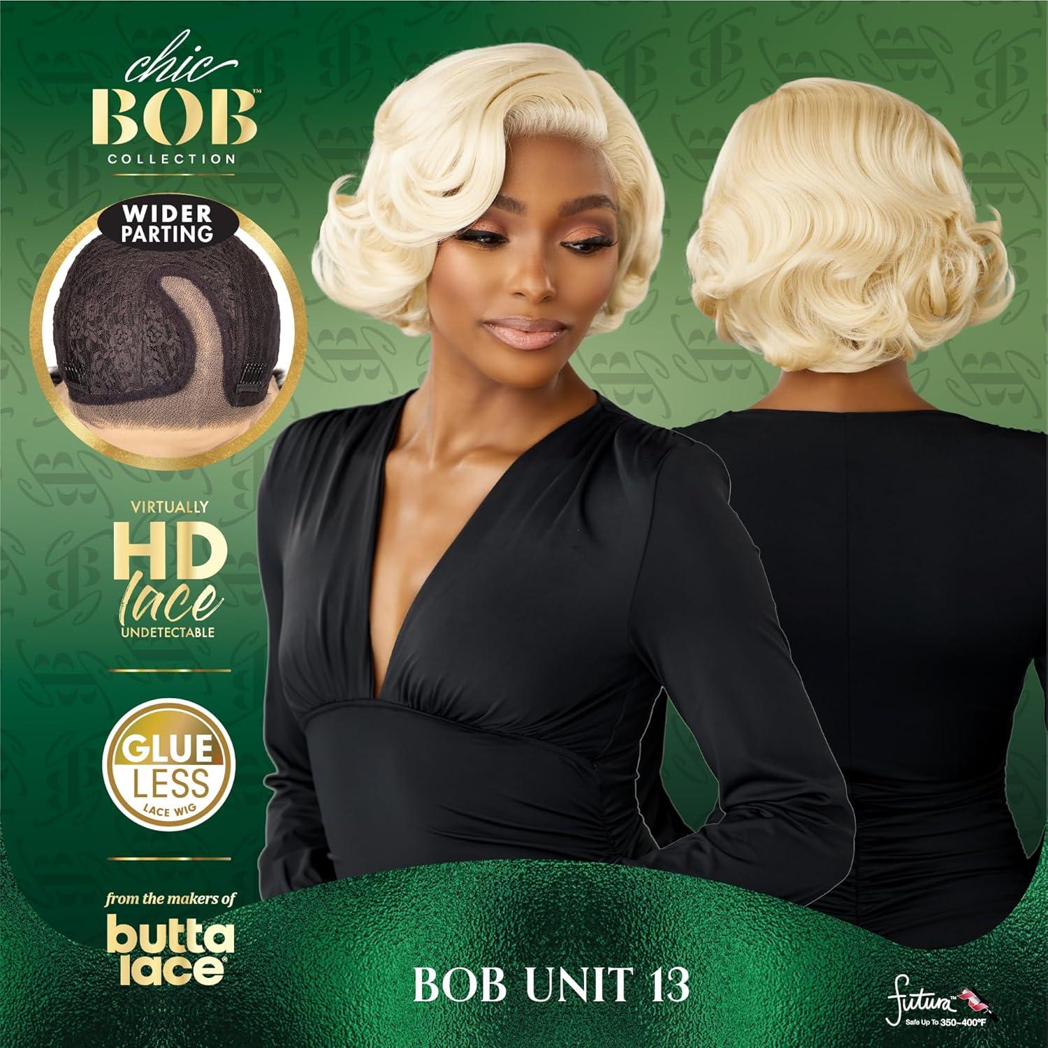 imageSensationnel Chicbob Lace Frontwig Bob Unit 13 Face Framing Glueless Wig Wide 5 Inch Deep Part Synthetic Preplucked Hairline 1 JETBLACK1B OFFBLACK