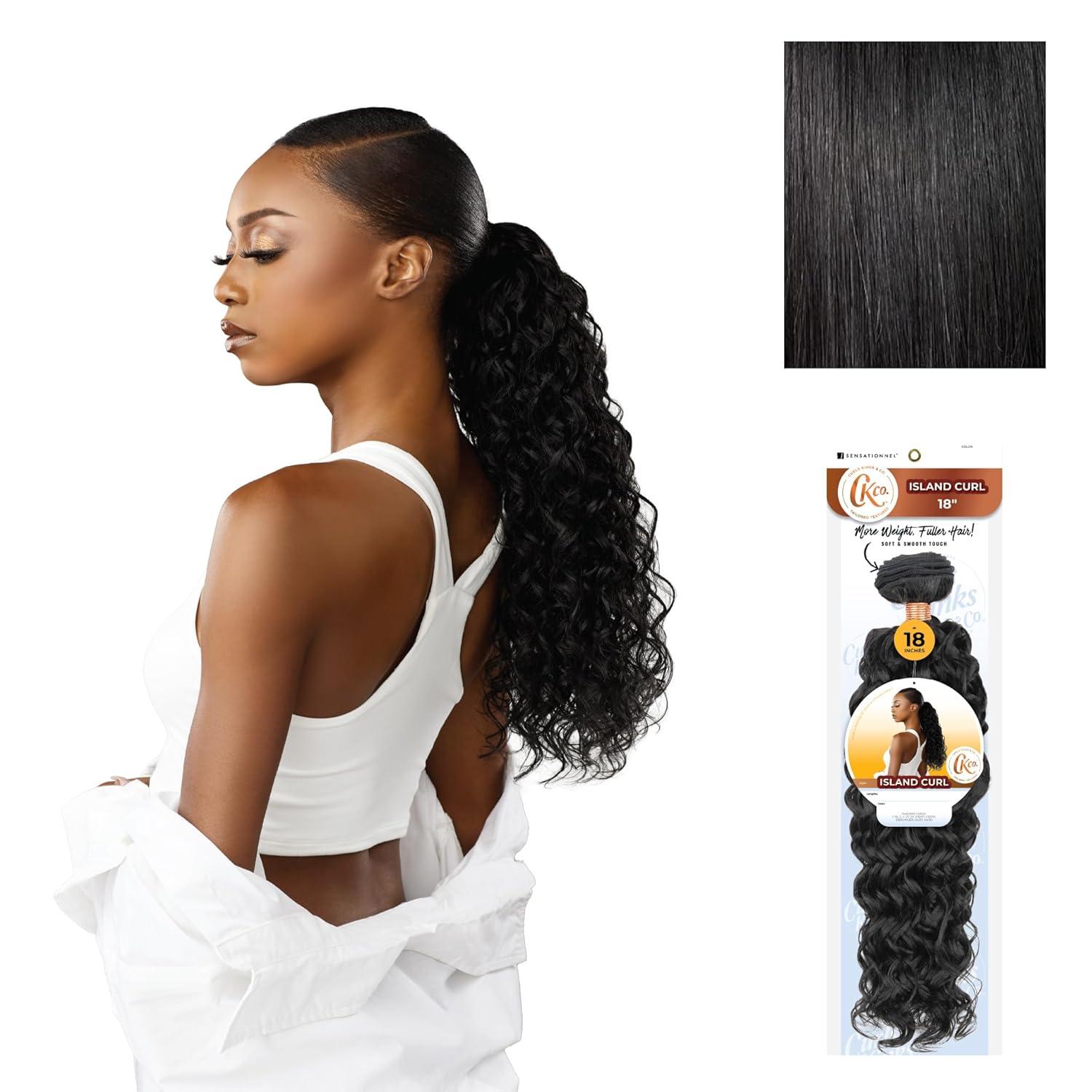 imageSensationnel Curls Kinksandco Synthetic Bundles Island Curl Quick Weave Hair or Pony Styles for Natural 3c to 4c Textures 18 inch 1 JETBLACK1 JETBLACK