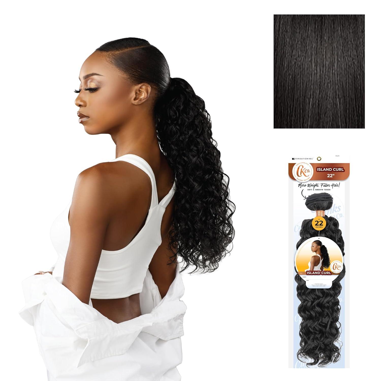imageSensationnel Curls Kinksandco Synthetic Bundles Island Curl Quick Weave Hair or Pony Styles for Natural 3c to 4c Textures 18 inch 1 JETBLACK1B OFFBLACK