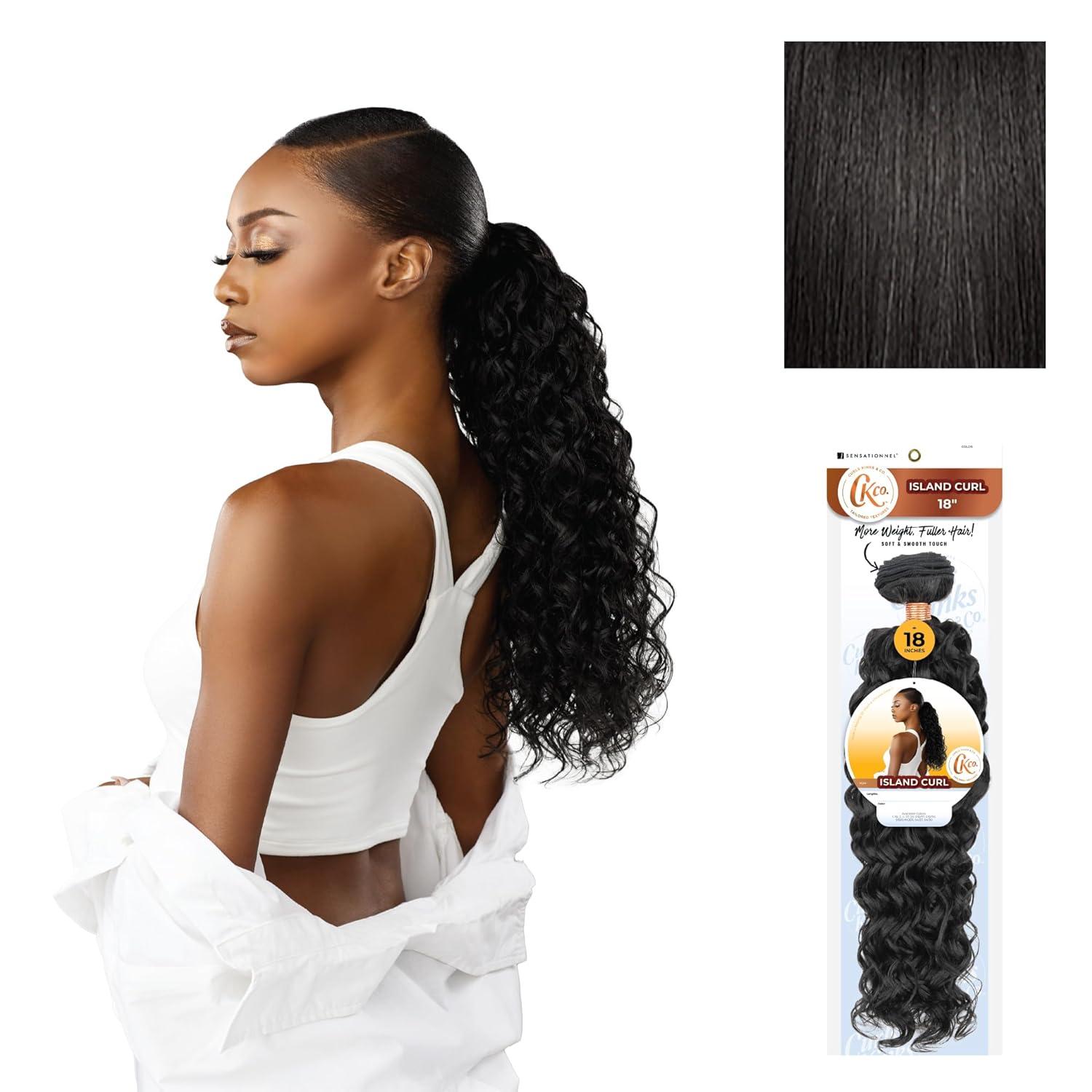 imageSensationnel Curls Kinksandco Synthetic Bundles Island Curl Quick Weave Hair or Pony Styles for Natural 3c to 4c Textures 18 inch 1 JETBLACK1B OFFBLACK