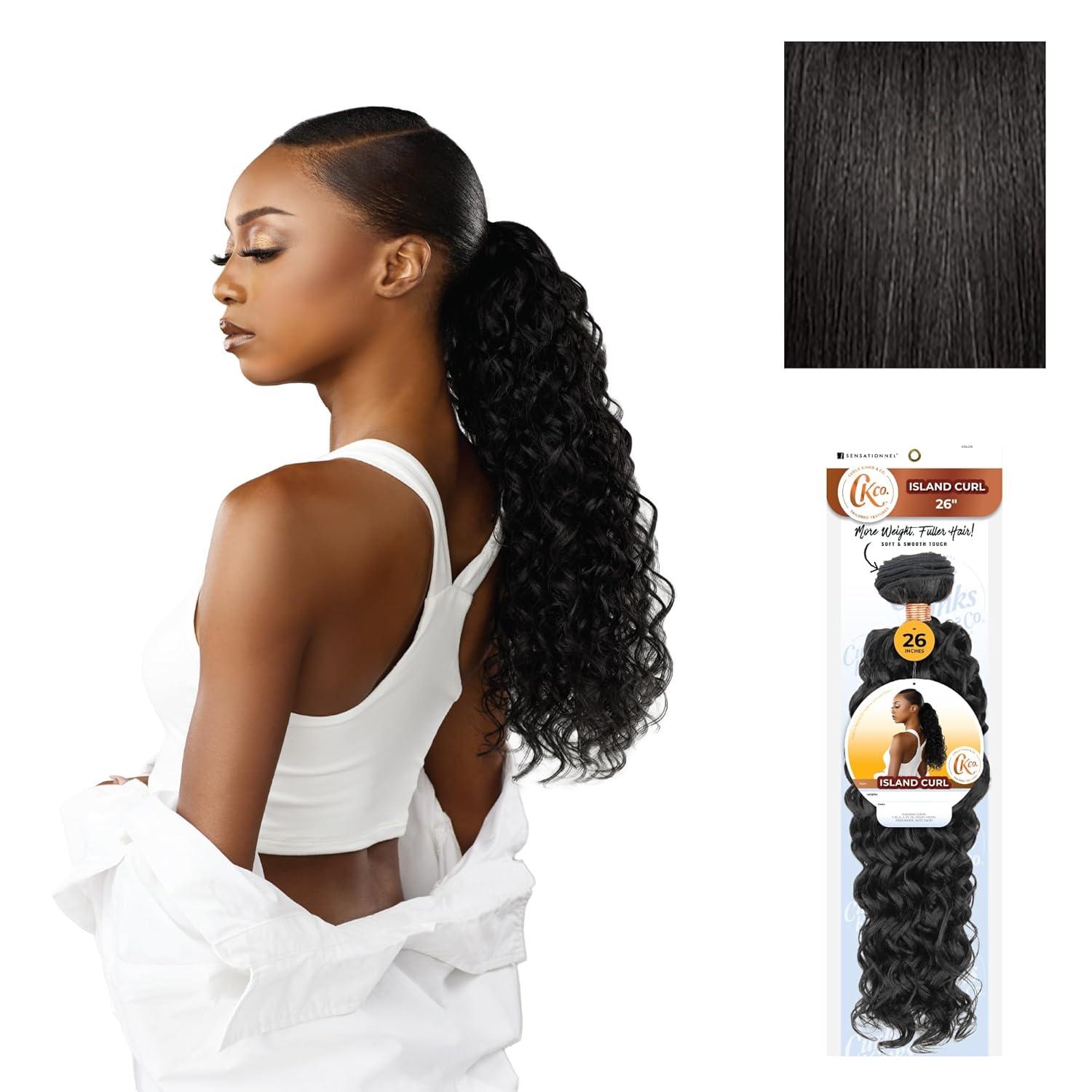 imageSensationnel Curls Kinksandco Synthetic Bundles Island Curl Quick Weave Hair or Pony Styles for Natural 3c to 4c Textures 18 inch 1 JETBLACK1B OFFBLACK