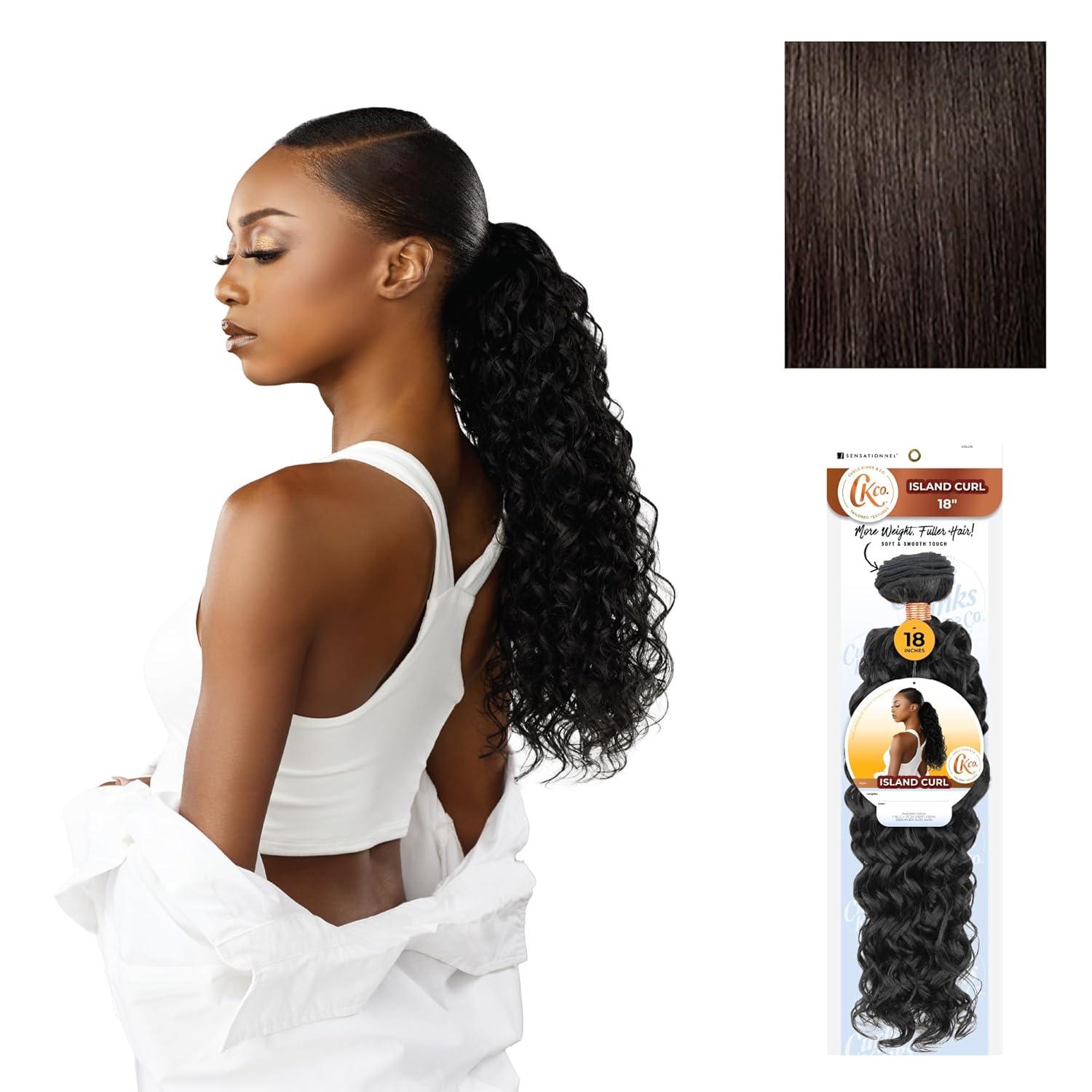 imageSensationnel Curls Kinksandco Synthetic Bundles Island Curl Quick Weave Hair or Pony Styles for Natural 3c to 4c Textures 18 inch 1 JETBLACK2 DARKBROWN