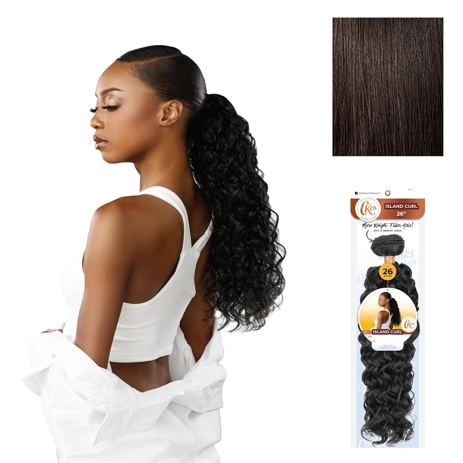 imageSensationnel Curls Kinksandco Synthetic Bundles Island Curl Quick Weave Hair or Pony Styles for Natural 3c to 4c Textures 18 inch 1 JETBLACK2 DARKBROWN