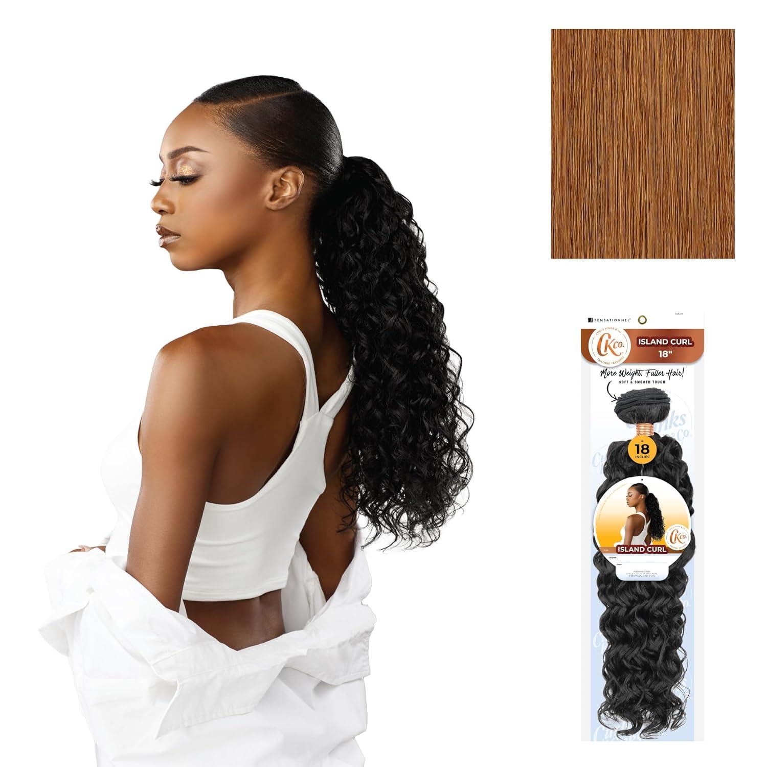 imageSensationnel Curls Kinksandco Synthetic Bundles Island Curl Quick Weave Hair or Pony Styles for Natural 3c to 4c Textures 18 inch 1 JETBLACK30 LIGHTAUBURN