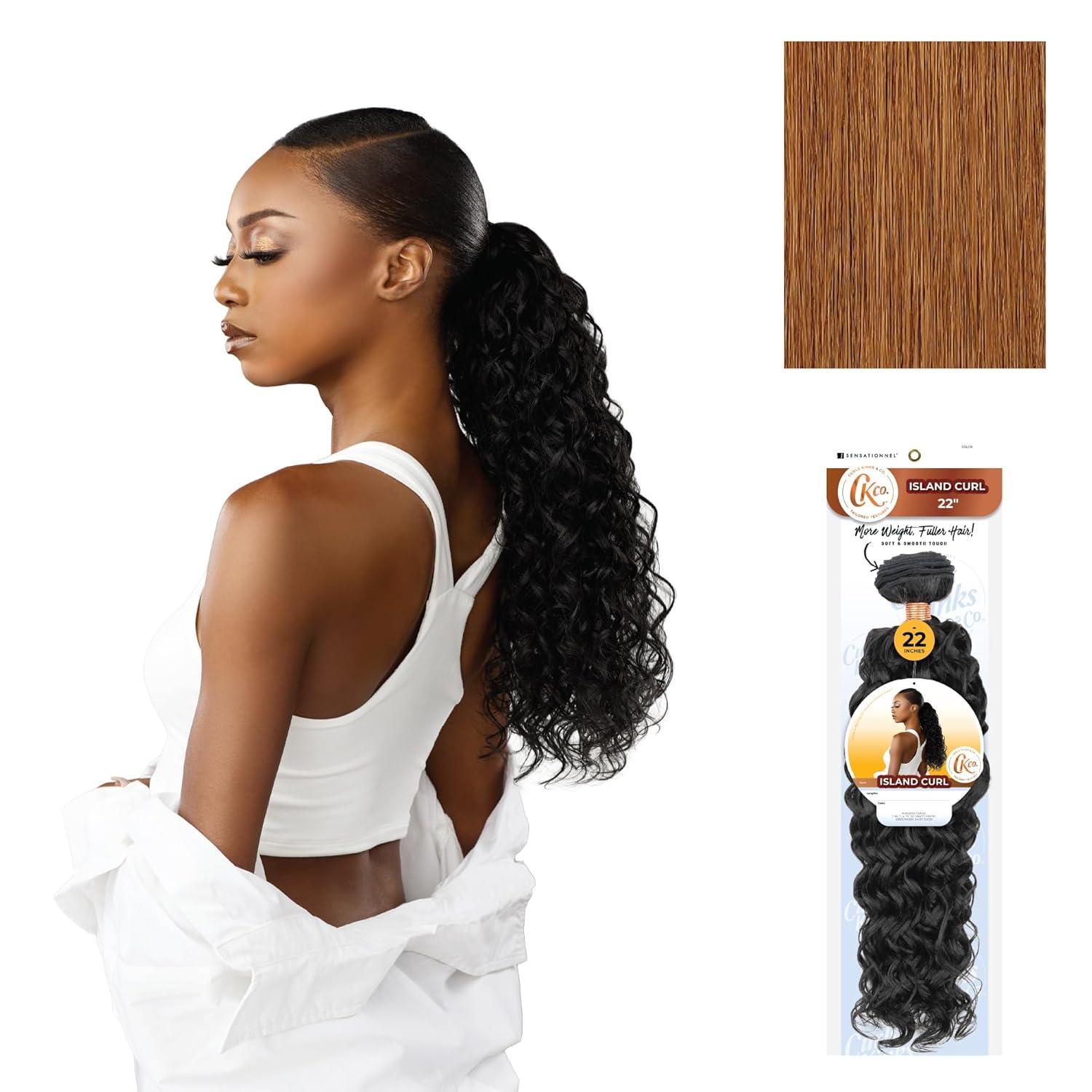 imageSensationnel Curls Kinksandco Synthetic Bundles Island Curl Quick Weave Hair or Pony Styles for Natural 3c to 4c Textures 18 inch 1 JETBLACK30 LIGHTAUBURN