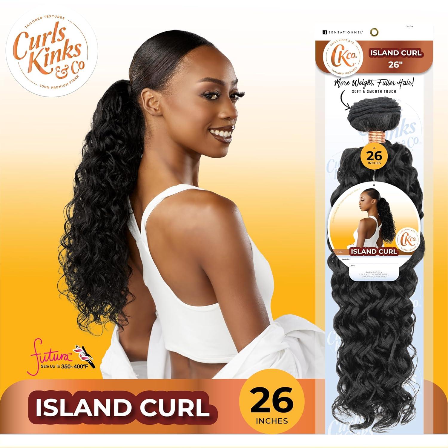 imageSensationnel Curls Kinksandco Synthetic Bundles Island Curl Quick Weave Hair or Pony Styles for Natural 3c to 4c Textures 18 inch 1 JETBLACK30 LIGHTAUBURN