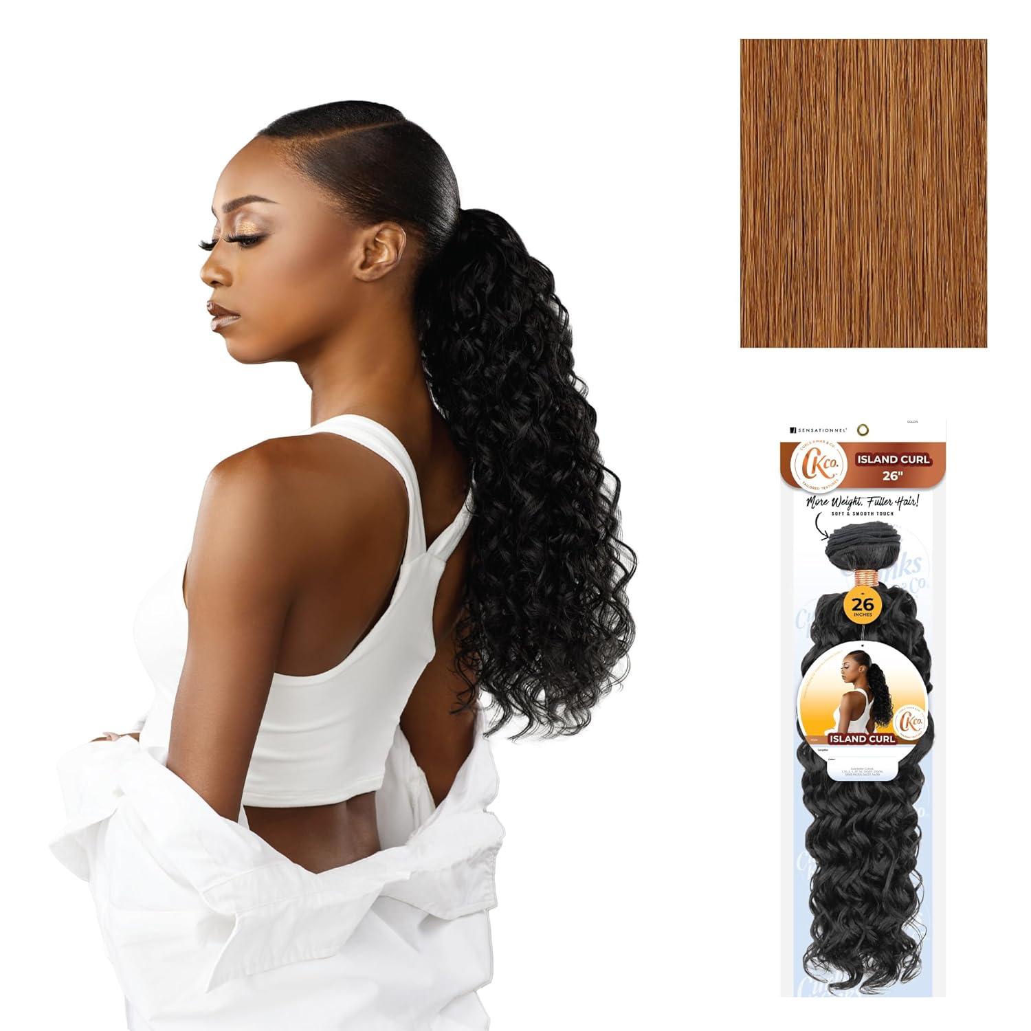 imageSensationnel Curls Kinksandco Synthetic Bundles Island Curl Quick Weave Hair or Pony Styles for Natural 3c to 4c Textures 18 inch 1 JETBLACK30 LIGHTAUBURN