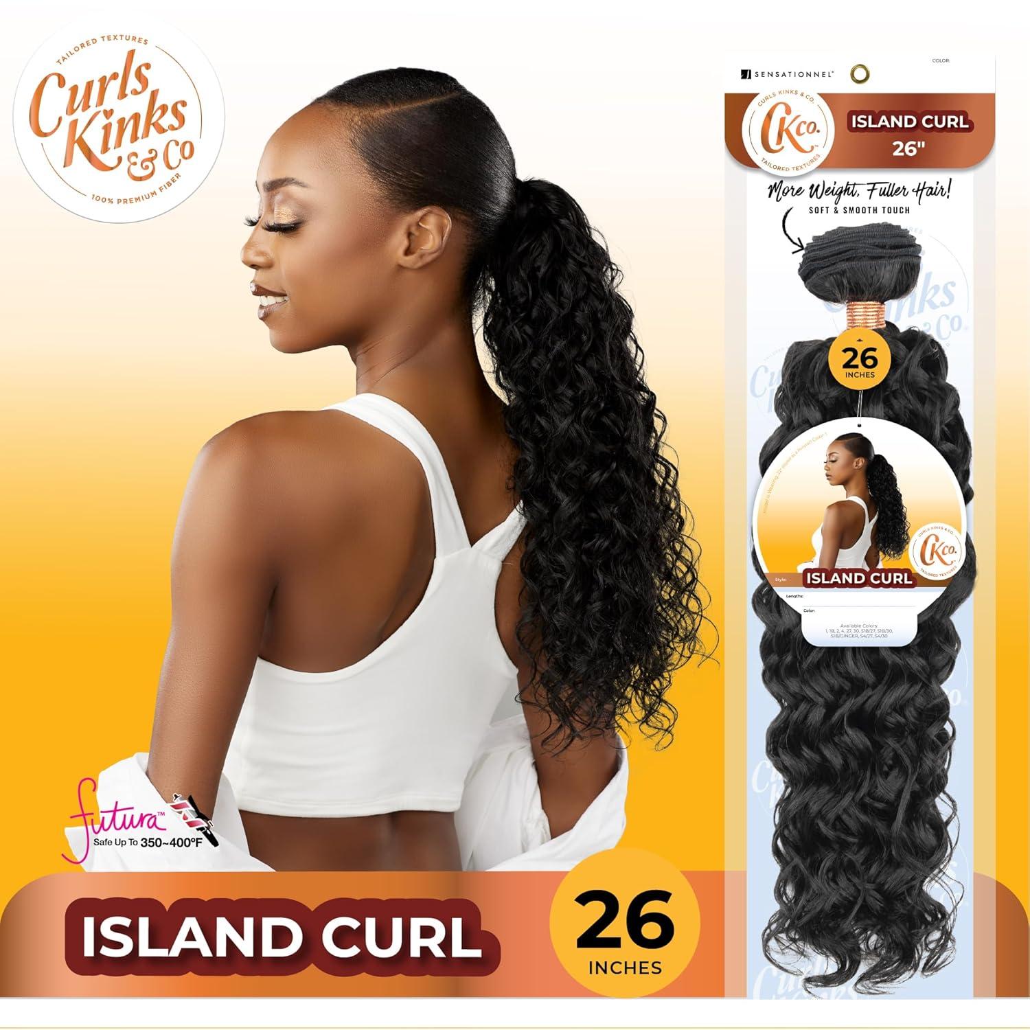 imageSensationnel Curls Kinksandco Synthetic Bundles Island Curl Quick Weave Hair or Pony Styles for Natural 3c to 4c Textures 18 inch 1 JETBLACK4 MEDBROWN