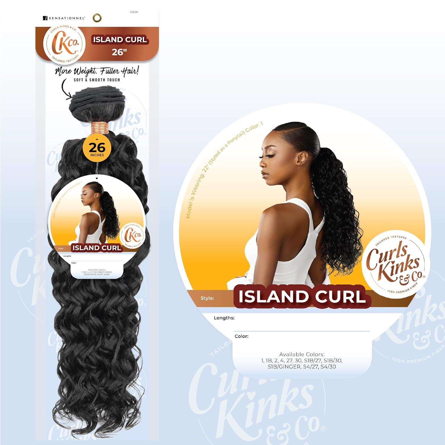 imageSensationnel Curls Kinksandco Synthetic Bundles Island Curl Quick Weave Hair or Pony Styles for Natural 3c to 4c Textures 18 inch 1 JETBLACK4 MEDBROWN
