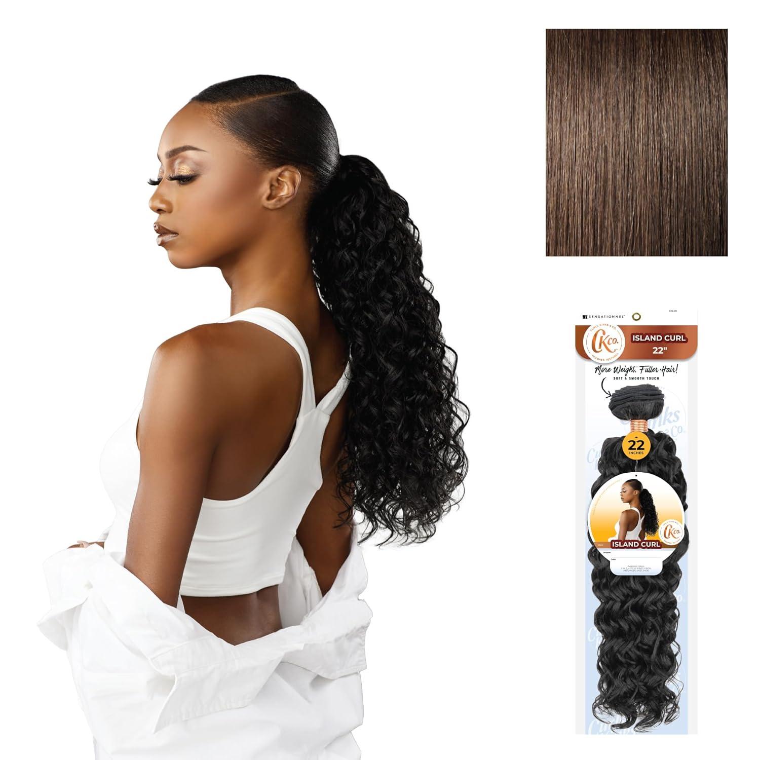 imageSensationnel Curls Kinksandco Synthetic Bundles Island Curl Quick Weave Hair or Pony Styles for Natural 3c to 4c Textures 18 inch 1 JETBLACK4 MEDBROWN
