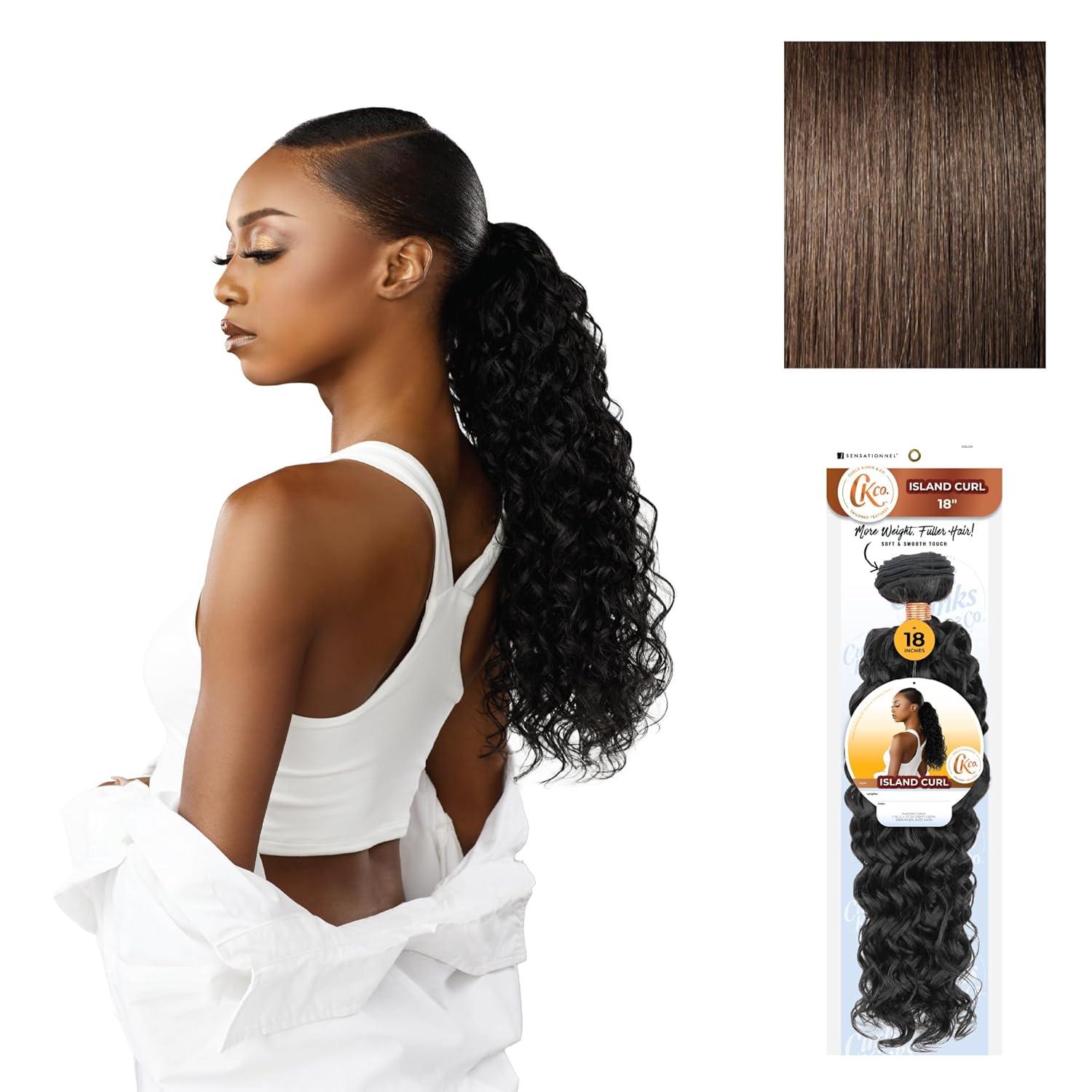 imageSensationnel Curls Kinksandco Synthetic Bundles Island Curl Quick Weave Hair or Pony Styles for Natural 3c to 4c Textures 18 inch 1 JETBLACK4 MEDBROWN