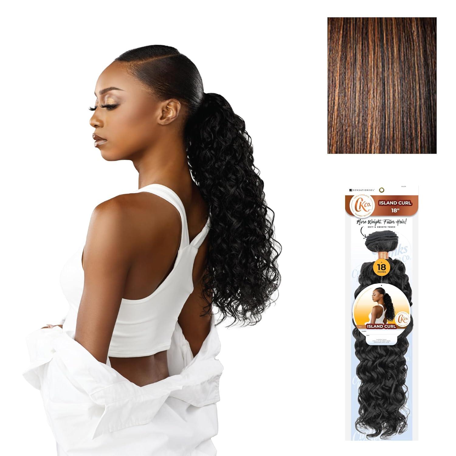 imageSensationnel Curls Kinksandco Synthetic Bundles Island Curl Quick Weave Hair or Pony Styles for Natural 3c to 4c Textures 18 inch 1 JETBLACKS1B30