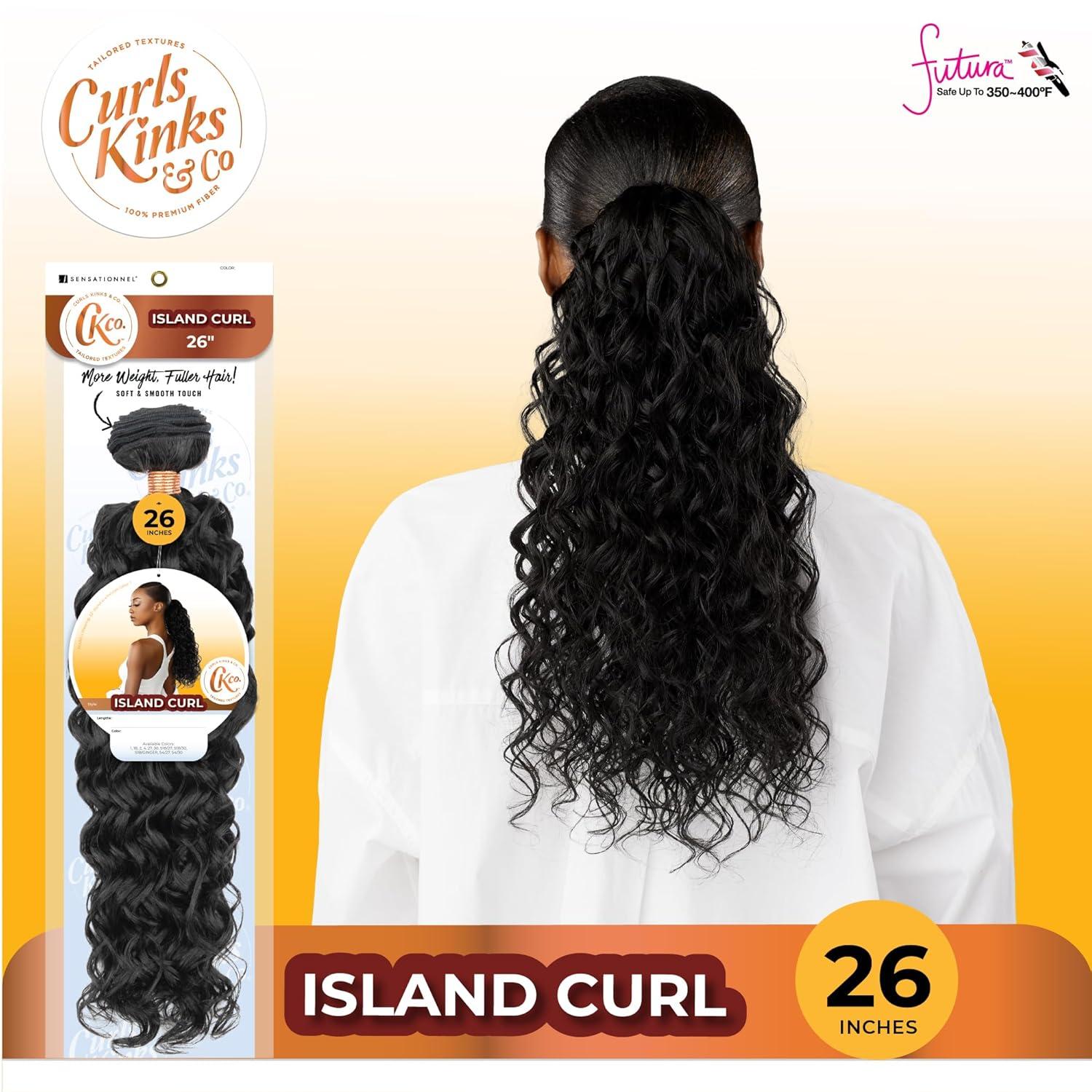 imageSensationnel Curls Kinksandco Synthetic Bundles Island Curl Quick Weave Hair or Pony Styles for Natural 3c to 4c Textures 18 inch 1 JETBLACKS1BGINGER
