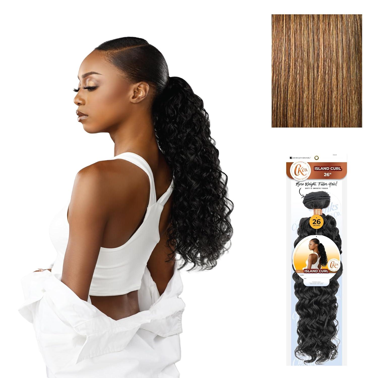 imageSensationnel Curls Kinksandco Synthetic Bundles Island Curl Quick Weave Hair or Pony Styles for Natural 3c to 4c Textures 18 inch 1 JETBLACKS427