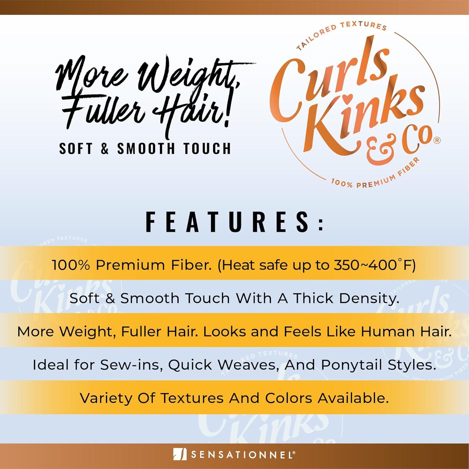 imageSensationnel Curls Kinksandco Synthetic Bundles Island Curl Quick Weave Hair or Pony Styles for Natural 3c to 4c Textures 18 inch 1 JETBLACKS427