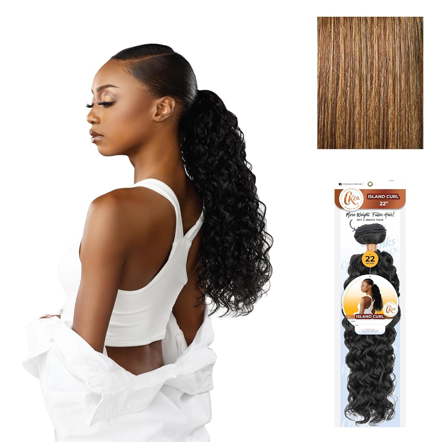 imageSensationnel Curls Kinksandco Synthetic Bundles Island Curl Quick Weave Hair or Pony Styles for Natural 3c to 4c Textures 18 inch 1 JETBLACKS427