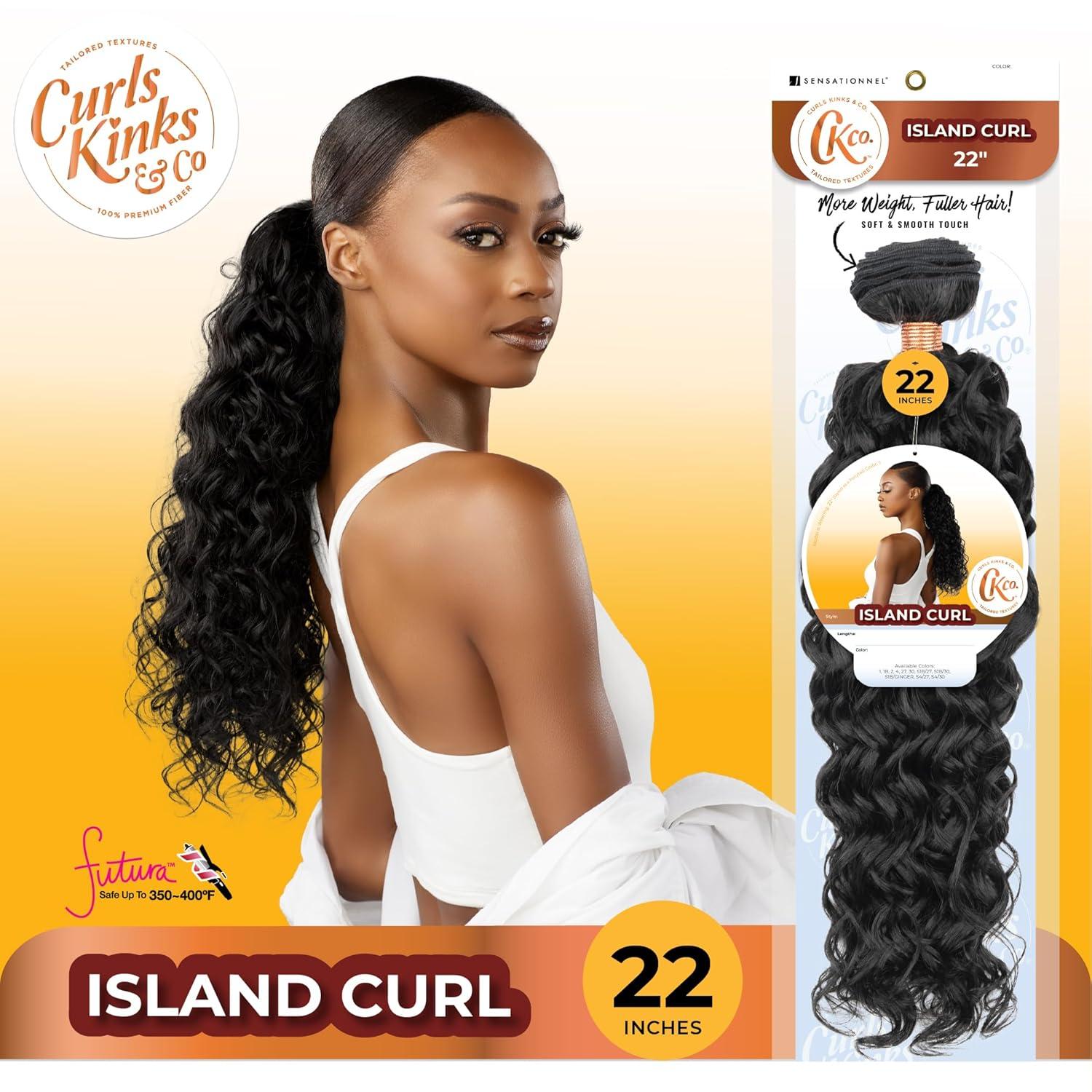 imageSensationnel Curls Kinksandco Synthetic Bundles Island Curl Quick Weave Hair or Pony Styles for Natural 3c to 4c Textures 18 inch 1 JETBLACKS430