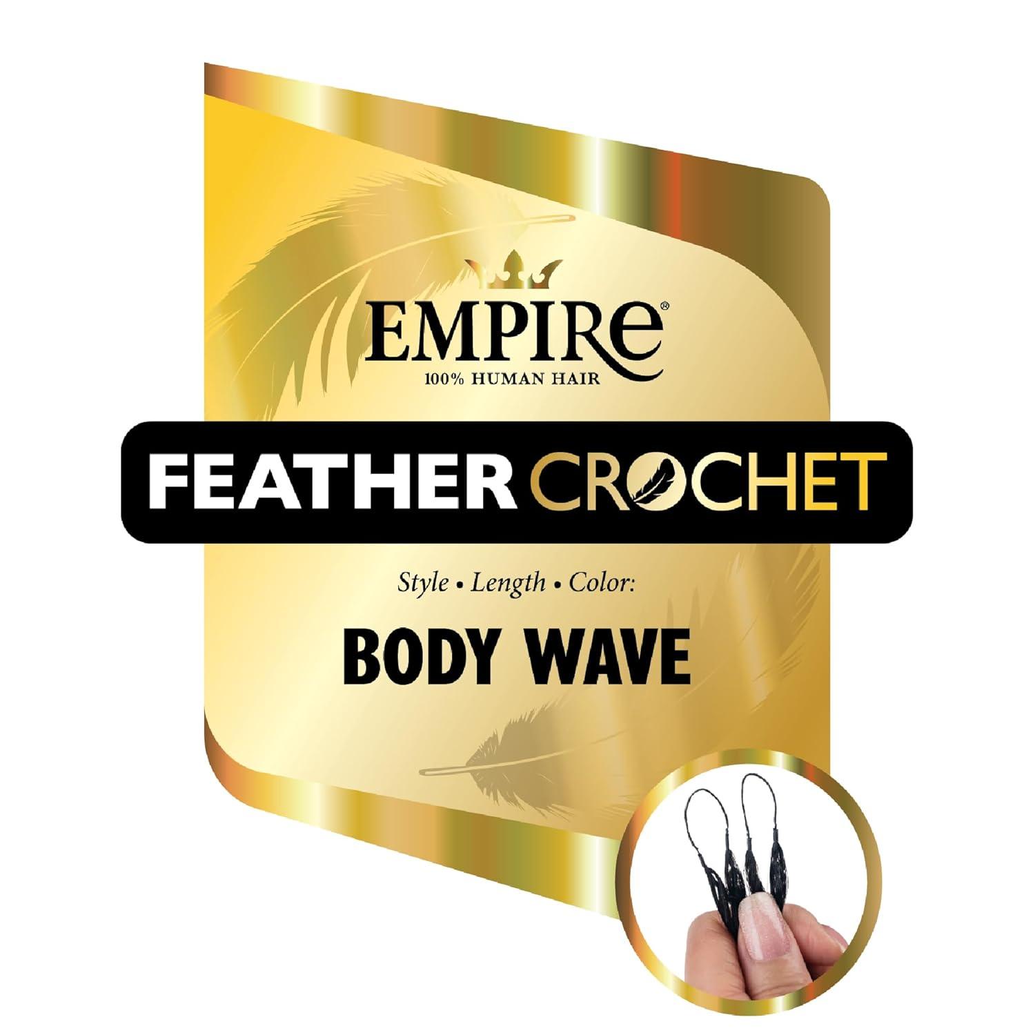 imageSensationnel Empire Feather Crochet Braiding Hair Body Wave Human Hair for Boho Braids and Miracle Knots Pre Separated 50 strands 14 inch 1 JETBLACK30 LIGHTAUBURN