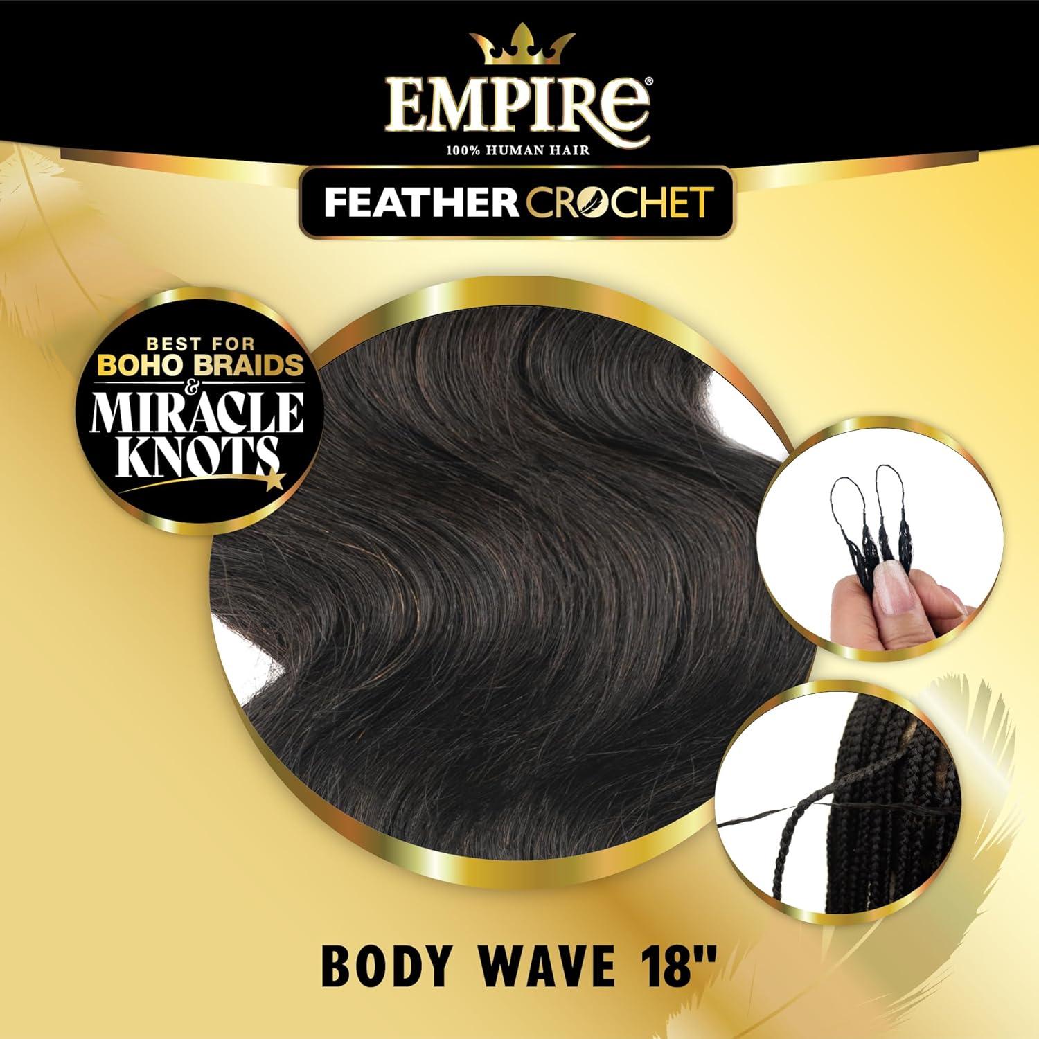 imageSensationnel Empire Feather Crochet Braiding Hair Body Wave Human Hair for Boho Braids and Miracle Knots Pre Separated 50 strands 14 inch 1 JETBLACK30 LIGHTAUBURN