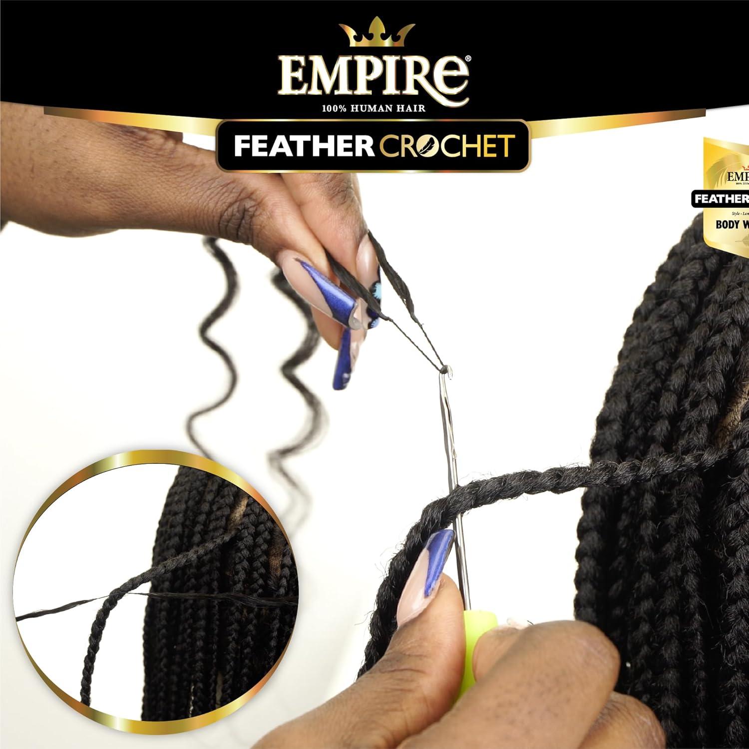 imageSensationnel Empire Feather Crochet Braiding Hair Body Wave Human Hair for Boho Braids and Miracle Knots Pre Separated 50 strands 14 inch 1 JETBLACKS27613