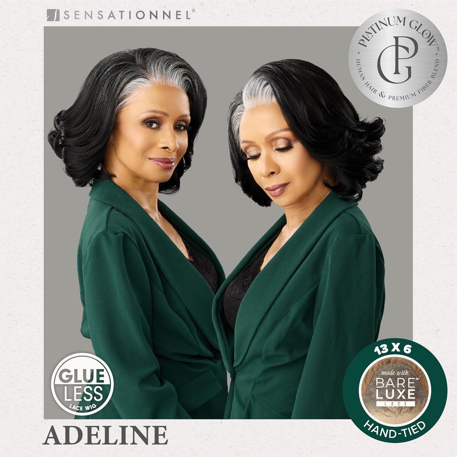 imageSensationnel Platinum Glow 13X6 Wig Adeline Lacefrontal Glueless Pre Cut Lace human hair blend Preplucked Hairline 1 JETBLACK2 DARKBROWN