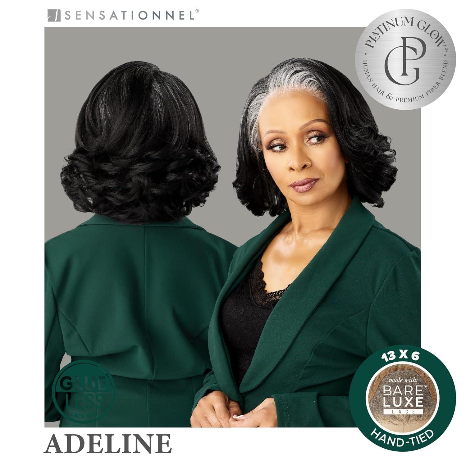 imageSensationnel Platinum Glow 13X6 Wig Adeline Lacefrontal Glueless Pre Cut Lace human hair blend Preplucked Hairline 1 JETBLACKSLATEGRAY