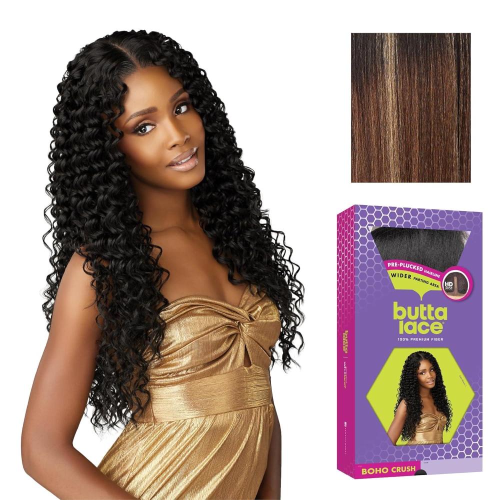 imageSensationnel Butta Lace Wigs Boho Crush Extra Wide 5 Inch Deep Parting Synthetic Preplucked Hairline Glueless Lacefront 1 JETBLACKBALAYAGECARAMEL