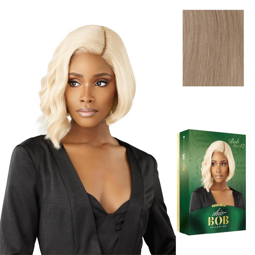 imageSensationnel Chicbob Lace Frontwig Bob Unit 12 Face Framing Glueless Wig Wide 5 Inch Deep Part Synthetic Preplucked Hairline 1 JETBLACKSMOKYLAVENDER