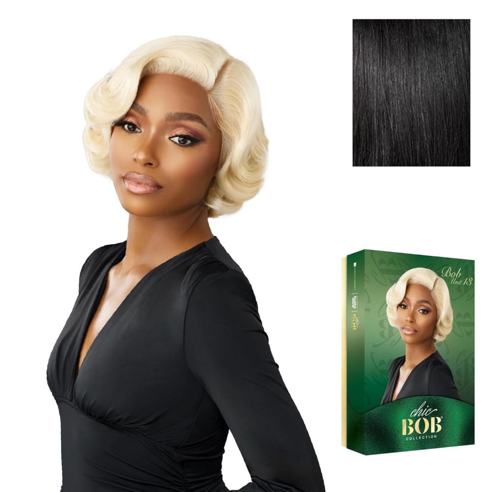 imageSensationnel Chicbob Lace Frontwig Bob Unit 13 Face Framing Glueless Wig Wide 5 Inch Deep Part Synthetic Preplucked Hairline 1 JETBLACK1 JETBLACK