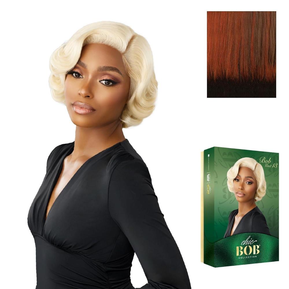 imageSensationnel Chicbob Lace Frontwig  Bob Unit 13 Face Framing Glueless Wig Wide 5 Inch Deep Part Synthetic Preplucked Hairline 1 JETBLACKCOLORFLIPBROWNSUGAR