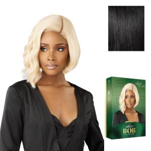 Sensationnel Chicbob Lace Frontwig – Bob Unit 12 Face Framing Glueless Wig Wide 5 Inch Deep Part Synthetic Preplucked Hairline (1 JETBLACK)(1 JETBLACK)