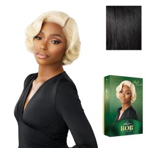 Sensationnel Chicbob Lace Frontwig – Bob Unit 13 Face Framing Glueless Wig Wide 5 Inch Deep Part Synthetic Preplucked Hairline (1 JETBLACK)(1 JETBLACK)