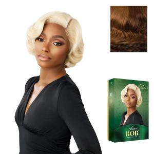 Sensationnel Chicbob Lace Frontwig – Bob Unit 13 Face Framing Glueless Wig Wide 5 Inch Deep Part Synthetic Preplucked Hairline (1 JETBLACK)(COLORFLIPCARAMEL)