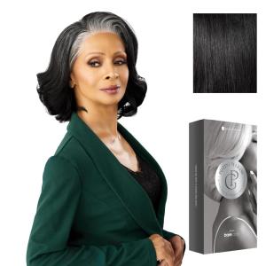 Sensationnel Platinum Glow 13X6 Wig – Adeline Lacefrontal Glueless Pre Cut Lace human hair blend Preplucked Hairline (1 JETBLACK)(1 JETBLACK)