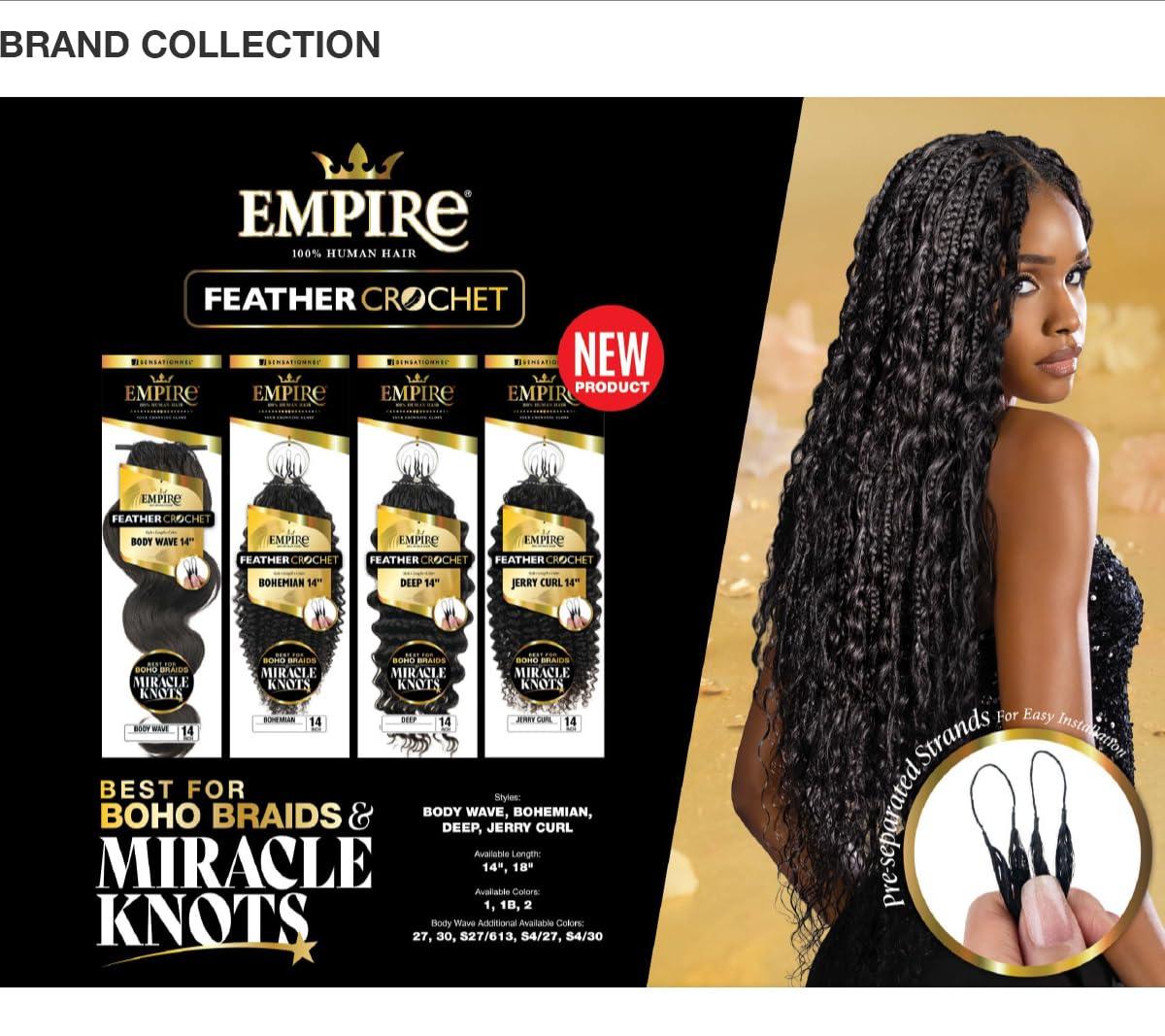 imageSensationnel Empire Feather Crochet Braiding Hair Bohemian Humanhair for Boho Braids and Miracle Knots Pre Separated 50 strands 10 inch 1 JETBLACKS427