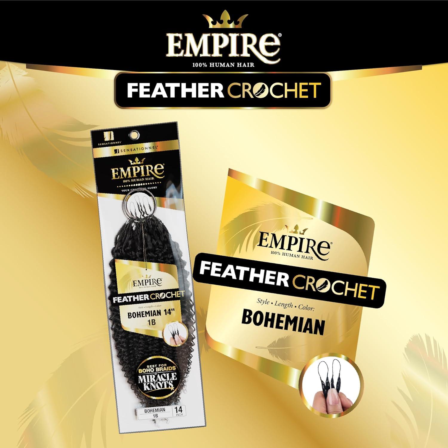 imageSensationnel Empire Feather Crochet Braiding Hair Bohemian Humanhair for Boho Braids and Miracle Knots Pre Separated 50 strands 10 inch 1 JETBLACKS427