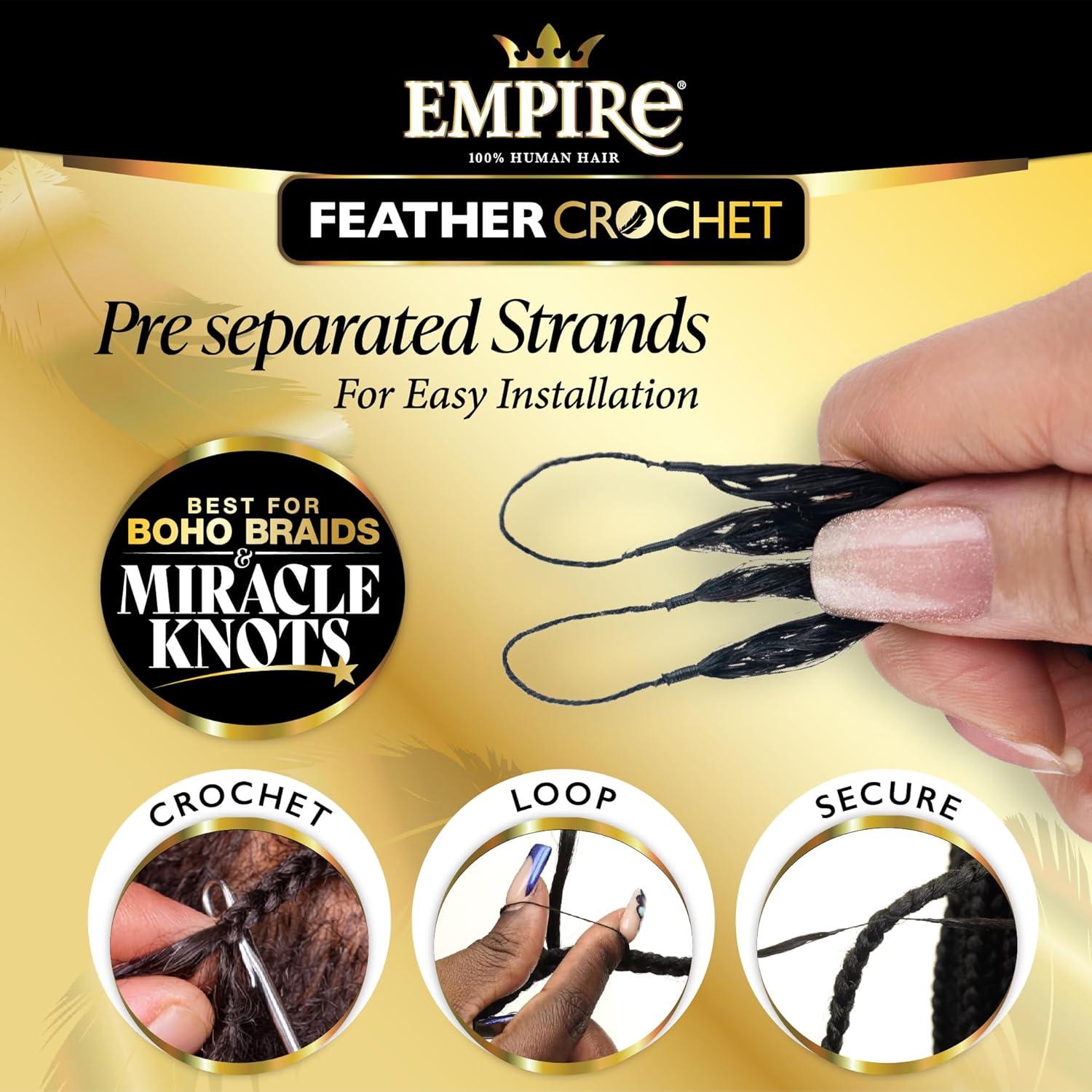 imageSensationnel Empire Feather Crochet Braiding Hair Deep Humanhair for Boho Braids and Miracle Knots Pre Separated 50 strands 10 inch 1 JETBLACK1 JETBLACK