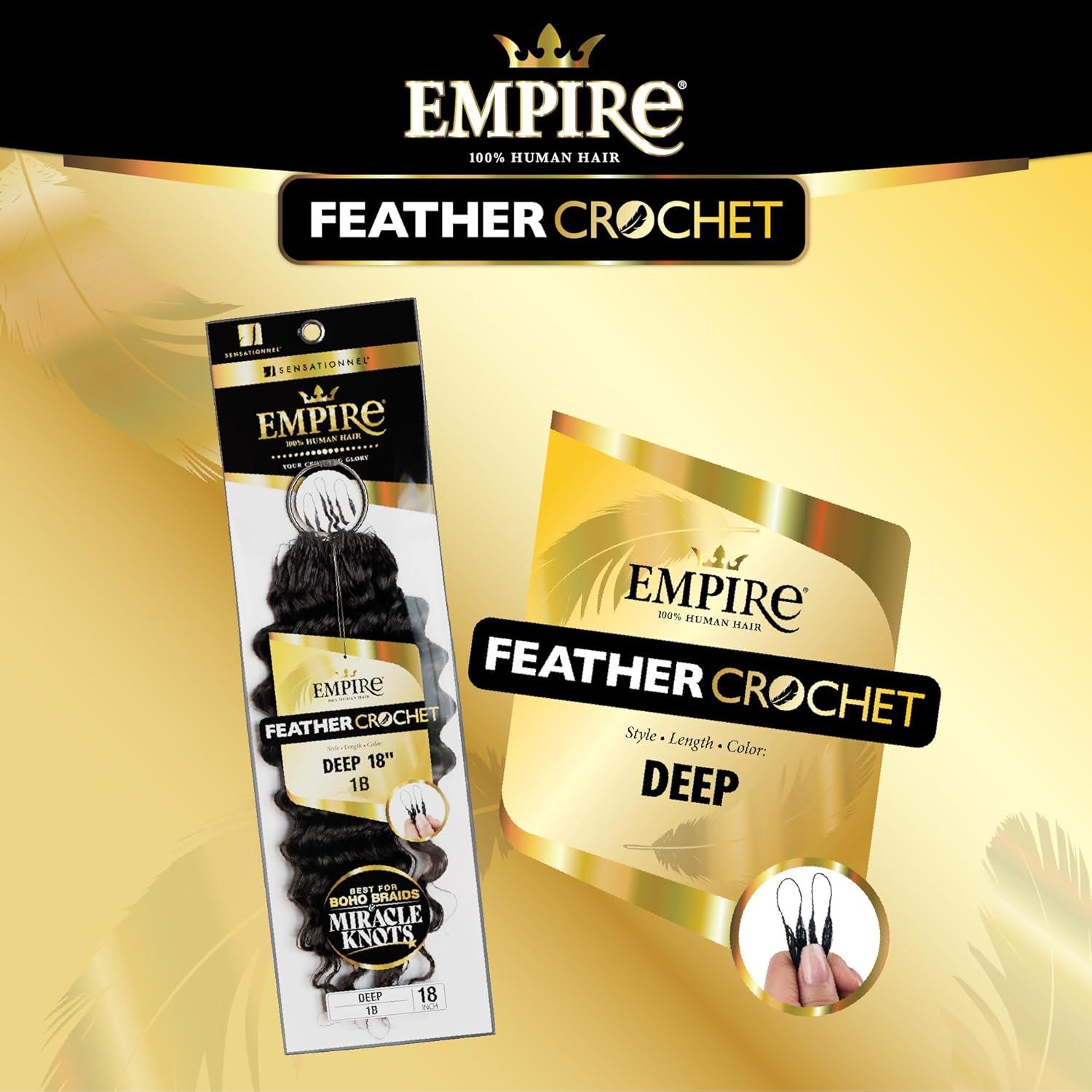 imageSensationnel Empire Feather Crochet Braiding Hair Deep Humanhair for Boho Braids and Miracle Knots Pre Separated 50 strands 10 inch 1 JETBLACK2 DARKBROWN