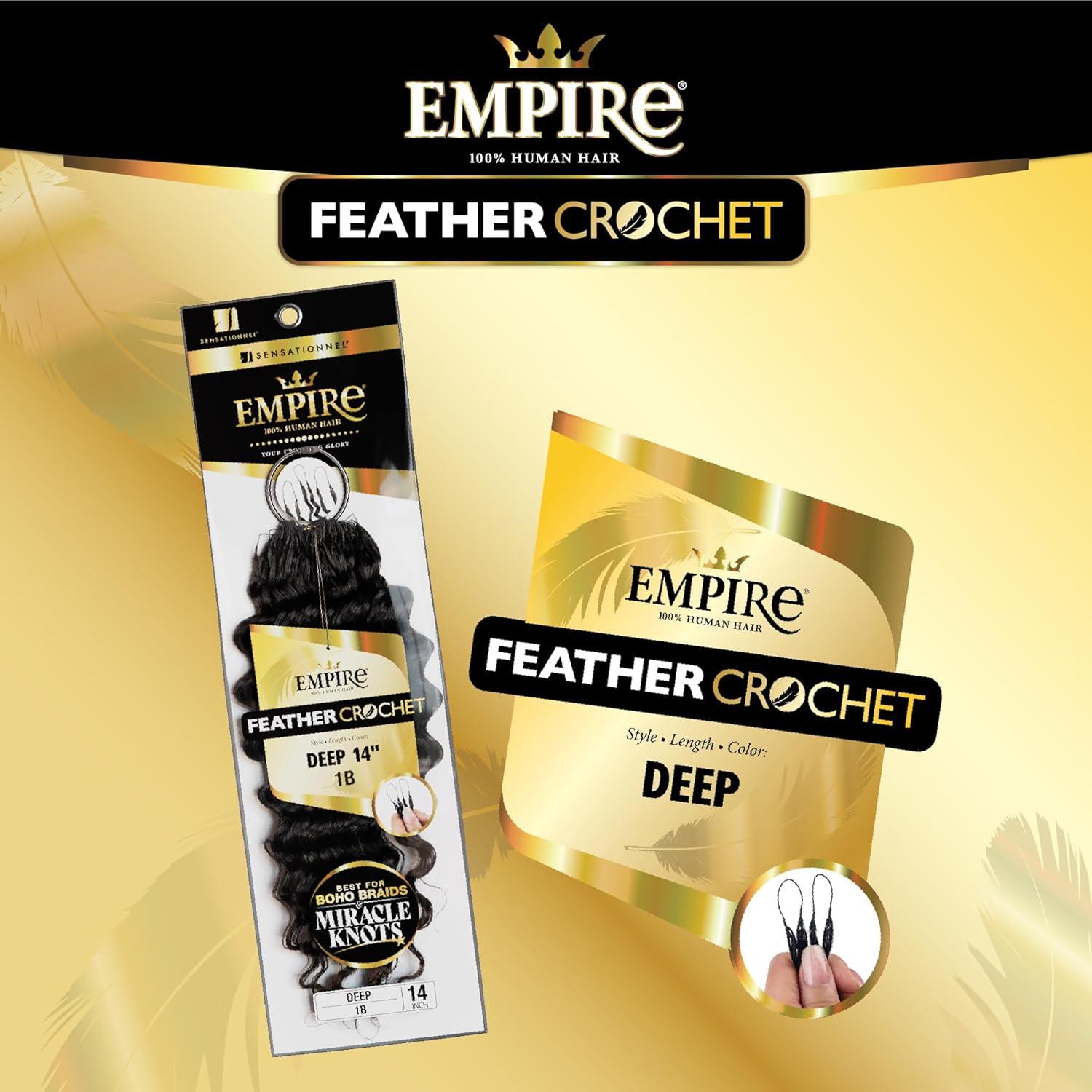 imageSensationnel Empire Feather Crochet Braiding Hair Deep Humanhair for Boho Braids and Miracle Knots Pre Separated 50 strands 10 inch 1 JETBLACK27 HONEYBLONDE