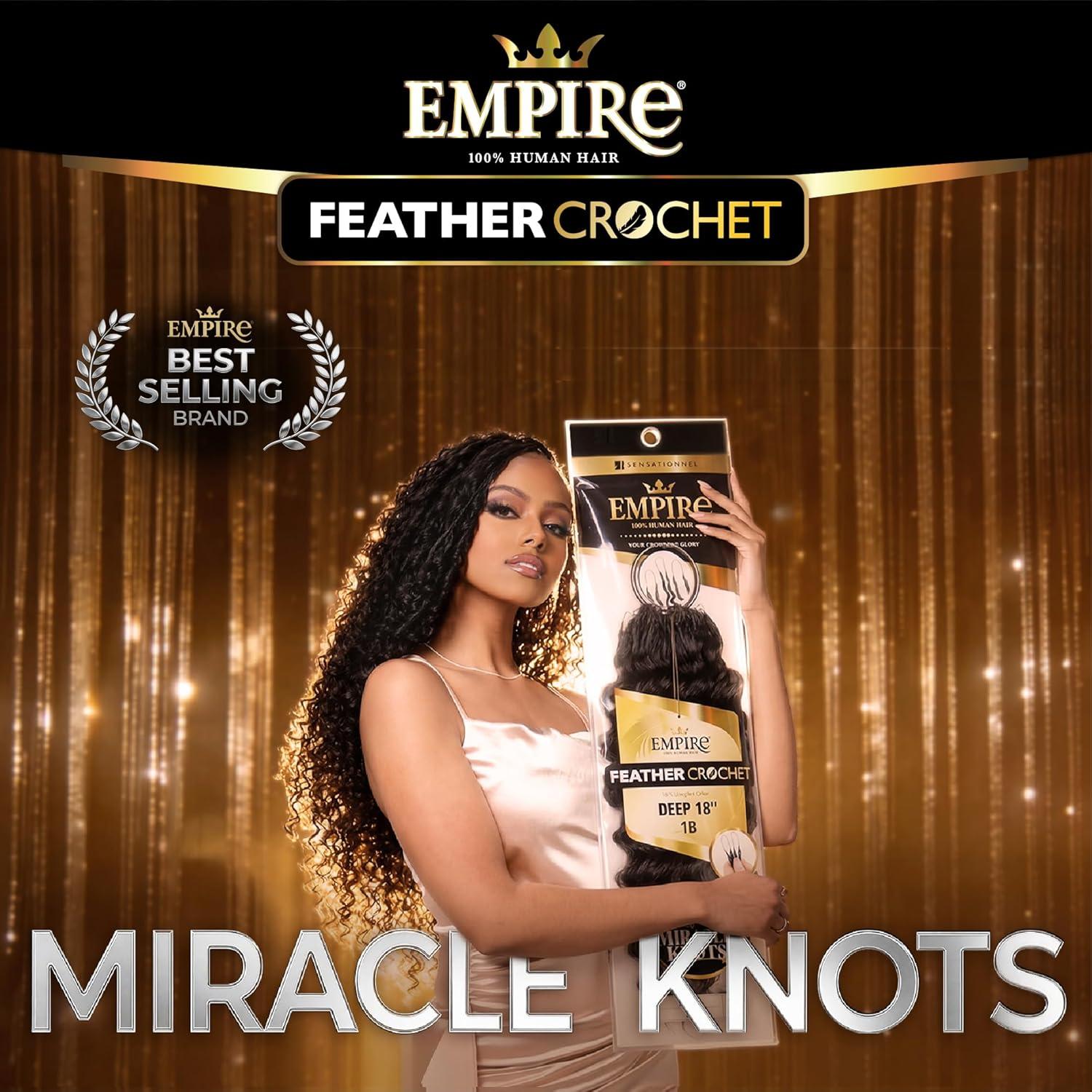 imageSensationnel Empire Feather Crochet Braiding Hair Deep Humanhair for Boho Braids and Miracle Knots Pre Separated 50 strands 10 inch 1 JETBLACKS430