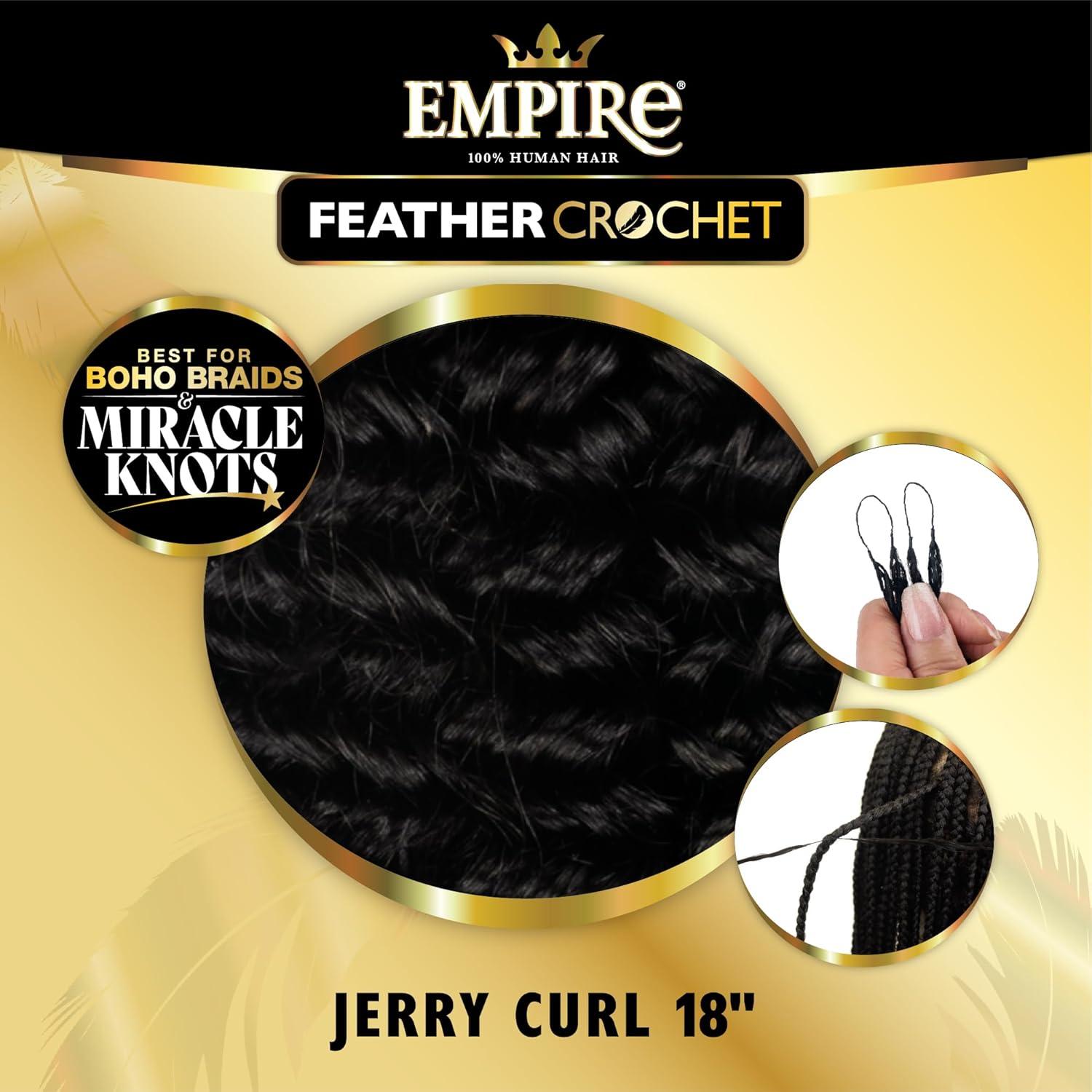 imageSensationnel Empire Feather Crochet Braiding Hair Jerry Curl Humanhair for Boho Braids and Miracle Knots Pre Separated 50 strands 10 inch 1 JETBLACK1B OFFBLACK