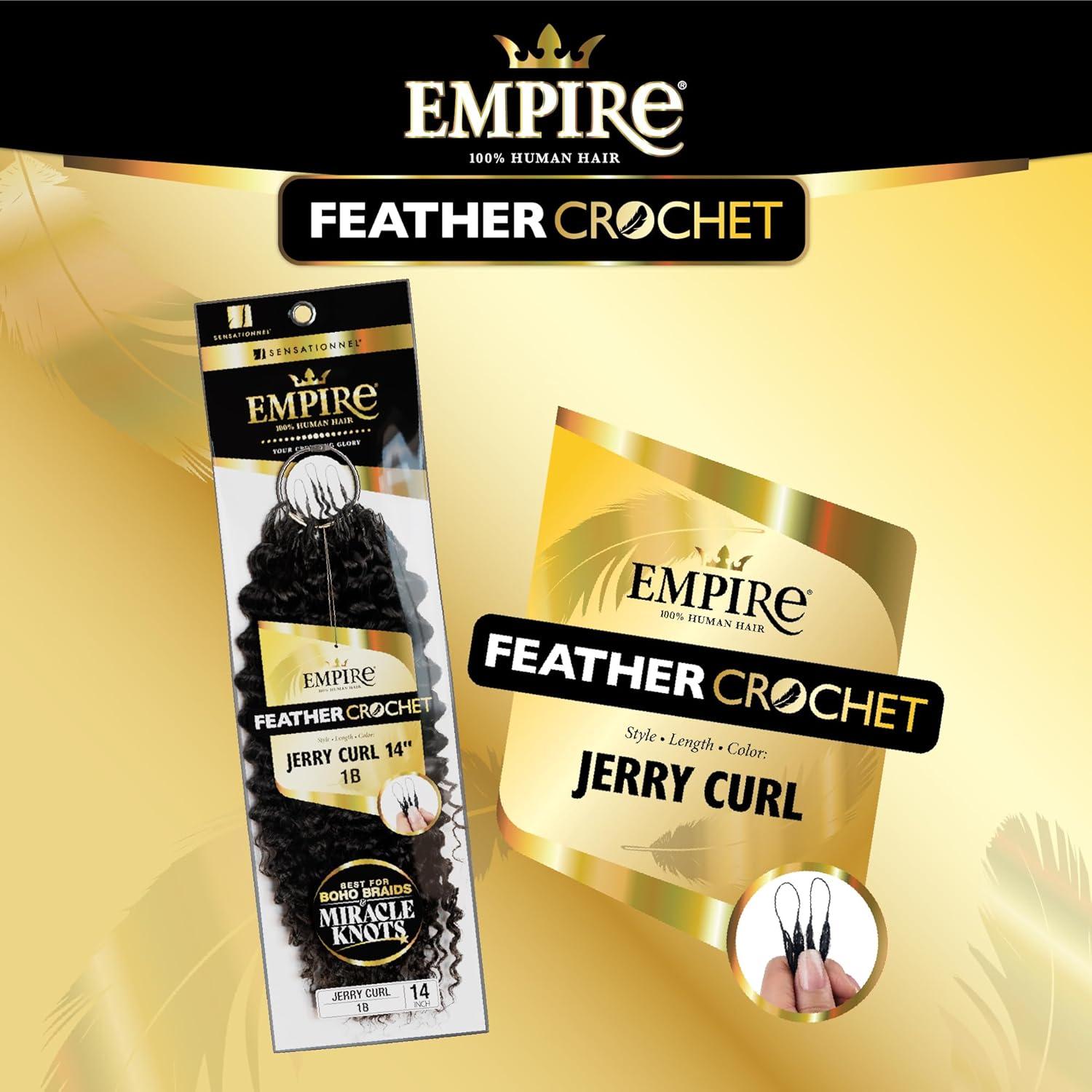 imageSensationnel Empire Feather Crochet Braiding Hair Jerry Curl Humanhair for Boho Braids and Miracle Knots Pre Separated 50 strands 10 inch 1 JETBLACK27 HONEYBLONDE
