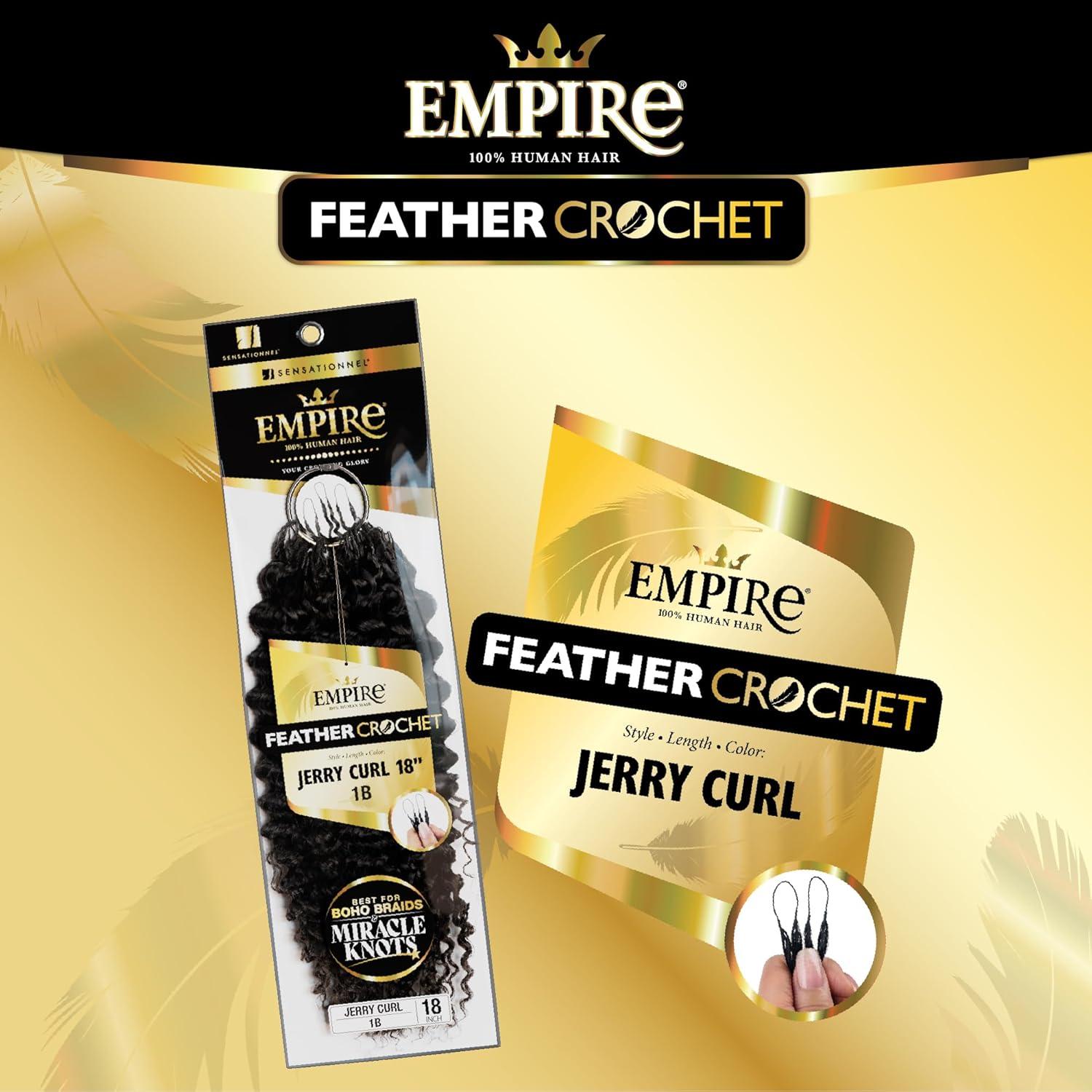 imageSensationnel Empire Feather Crochet Braiding Hair Jerry Curl Humanhair for Boho Braids and Miracle Knots Pre Separated 50 strands 10 inch 1 JETBLACK2 DARKBROWN