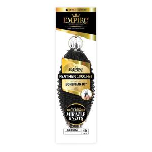Sensationnel Empire Feather Crochet Braiding Hair – Bohemian Humanhair for Boho Braids and Miracle Knots Pre Separated 50 strands (10 inch, 1 JETBLACK)(1B OFFBLACK)